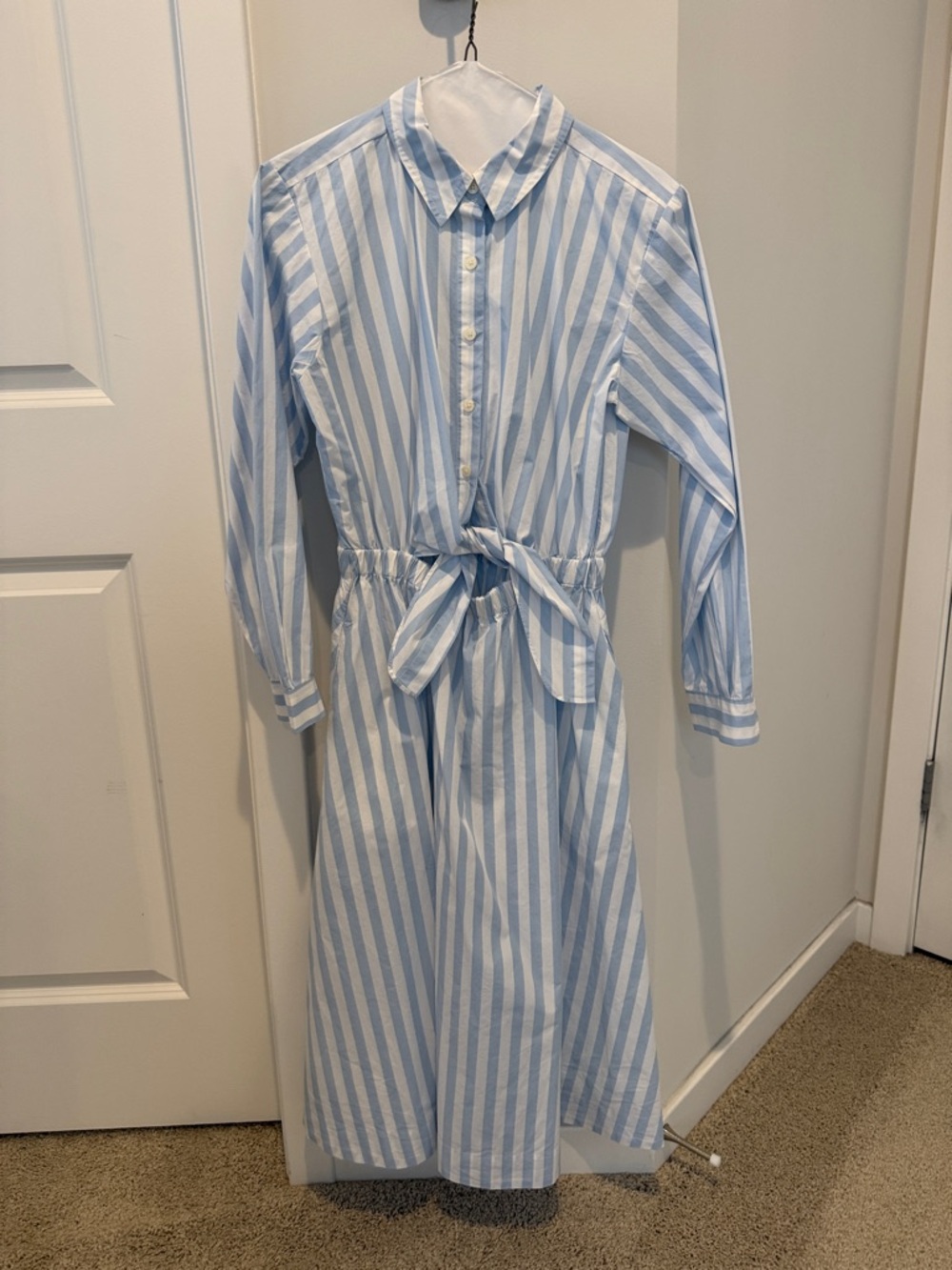 LOFT Petite Blue & White Striped Shirt Dress
